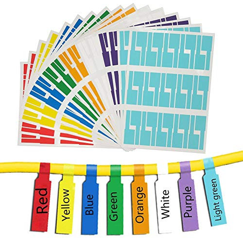 Segnacavi Elettrici,Etichette Cavi 480 Pezzi Etichetta Impermeabile Resistente Allo Strappo Etichetta Marcatore Cavo Adesive Identificazione 8 Colori Assortiti 16 Fogli Etichette Colorate