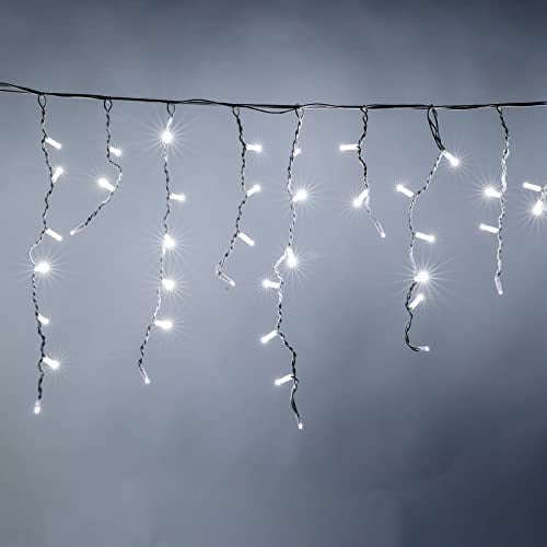 Luccika Wasserfall von Eiszapfen 3 x 0,7 m mit 120 MaxiLED Eisweiß und weißem Blitz, professionelles Regenzelt für den Innen- und Außenbereich, verlängerbar