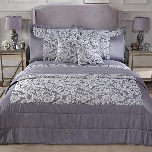 Emma Barclay Duchess - Embellished Jacquard Quilted Bedspread Set in Silver - To Fit Double/King