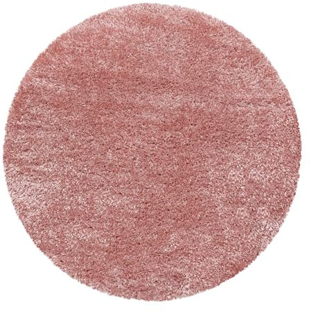 Tapis Rond pour Salon, Design Unicolore, Brillant, à Poils Longs, Facile d'entretien, pour Chambre à Coucher, Couloir, décoration pour Salon Taille: 160 cm Rund Couleur: Rose
