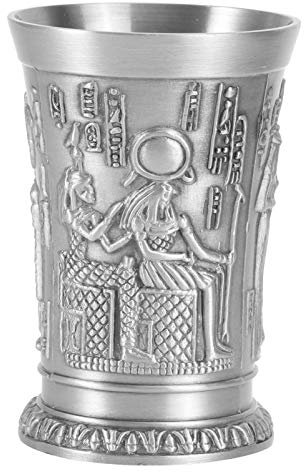 PRETYZOOM Vintage Metallbecher mit Antiker Ägyptischer Form Feiner Verarbeitung und Poliertem Rand für Sommerurlaub und Hawaii Party als Einzigartiger Schnapsglas Mehrzweck Retro Becher