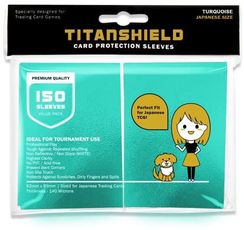 TitanShield (150 buste/turchese) piccole dimensioni giapponesi carte da scambio carte protettive compatibile con Yu-Gi-Oh!, Cardfight!! Vanguard & Photocards