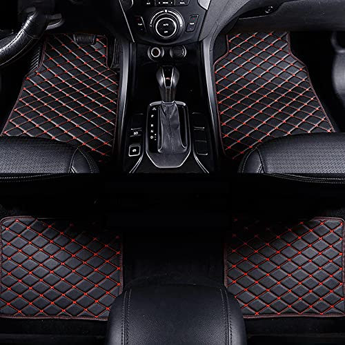 Fußmatten passend für Renault Clio Megane Kangoo Captur Scenic Trafic Twingo Auto Fussmatten PU Leder Bodenmatten Wasserdicht Anti Rutsch Teppich Matten 4 Stück Schwarz Rot