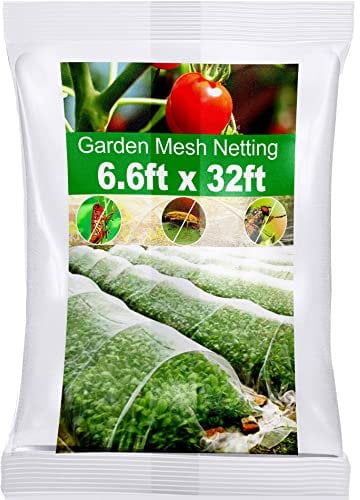 Wohohoho Garden Insect Mesh Netting 6.6ft x 32ft (2m x 10m), 1mm Ultra Fine Plant Covers for Garden Protection. Mosquito Net Pest Barrier for Vegetables Fruits Greenhouse Row Cover Raised Bed Barrier