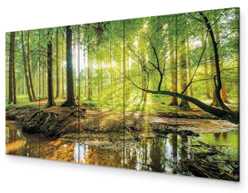 B&D XXL - Akustikbild Wald 150x60 cm 5 tlg Bilder Akustikschaum Schallschutz Kunst Akustikpaneele Wandpaneele Schalldämmung Wandbild Schallabsorber Akustikplatten Landschaft Natur c-B-0241-b-m