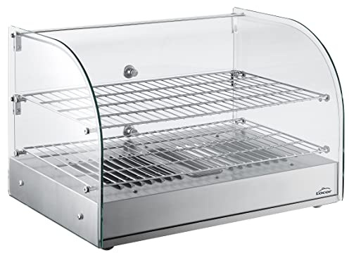 LACOR 69604 Thermische Vitrine, Lebensmittelaussteller, Glas, 800 W, Fassungsvermögen: 45 l, regulierbares Thermostat: 30 °C-90 °C, Edelstahl Kristall, durchsichtig