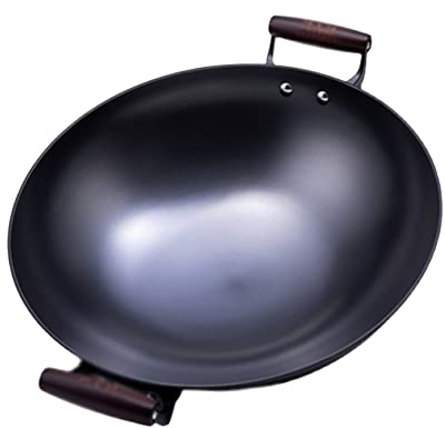 YYUINU Wok in ghisa, a doppia orecchia, 40 cm