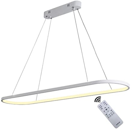 LED Pendelleuchte Oval Esstisch Hängeleuchten Modern Esszimmer Hängelampe Dimmbar mit Fernbedienung Hoehenverstellbar LED Hängeleuchte Ring Design Kronleuchter für Arbeitszimmer Büro Küchen Lampen
