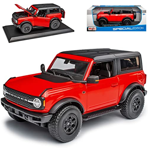 Ford Bronco Wildtrak Rot 6. Generation Ab 2021 1/18 Modell Auto mit individiuellem Wunschkennzeichen