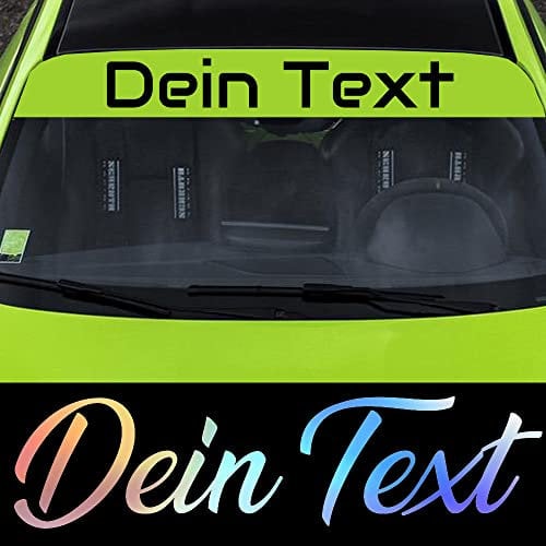 Sonnenblendstreifen Wunschtext mit ABE Visier Windschutzscheibe Sonnenblende Banner Dein Text in Farbe und Hologramm (Text in Farbe)