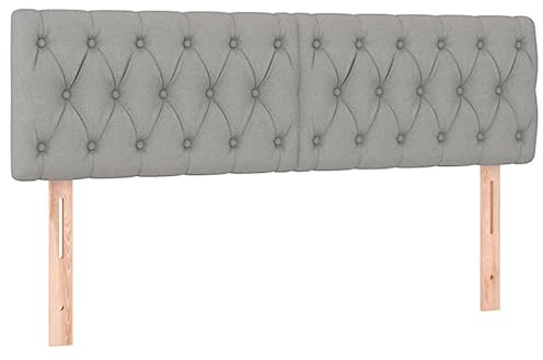 vidaXL Kopfteil, Bettkopfteil mit Holzbeinen, Höhenverstellbar Polsterkopfteil für Bett, Betthaupt Bettzubehör Schlafzimmer, Hellgrau 160x7x78/88cm Stoff