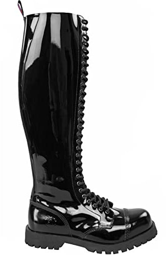 Alpha Rangers 30-loch Boot Ranger Festival Army Gothic Leder Springerstiefel NEU Schwarz Lack 5067 UK 12 / EU 46