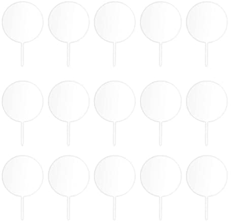 Doumneou Kuchendekorationen aus Acryl, blanko, 15 Stück, zur Dekoration von Geburtstagskuchen, Basteln, Kreis, transparent, personalisierbar