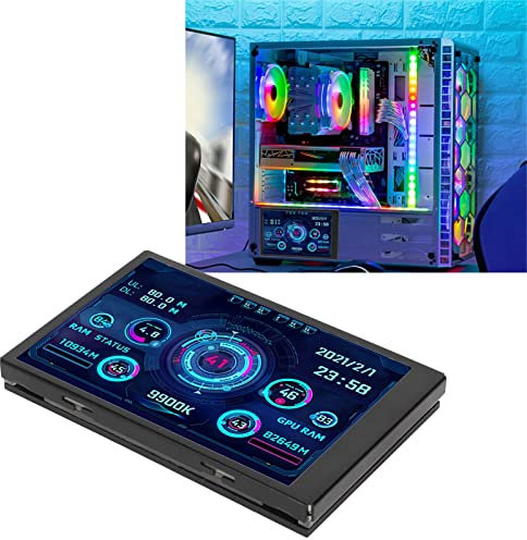 Monitor de Temperatura de Computadora IPS de 3,5 Pulgadas, Pantalla Pequeña para Datos de Disco Duro AIDA64 PC CPU RAM, Monitoreo de Datos en Tiempo Real (Negro)