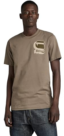 G-STAR Men's Shadow Graphic Slim T-Shirt, Brown (Turf D23901-336-273), Large