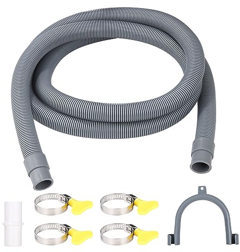 Prolunga tubo di scarico per lavatrice Tubo di scarico 1M lavatrice lavastoviglie Tubo universale per lavatrice con connettore e 4 fascette stringitubo e una fascetta