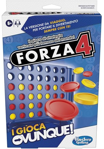 Hasbro Gaming Forza 4 I Play Anywhere, Portable Game Travel Board Games for Children and Girls Ages 6 and up, Vertical Strategy Toy for 2 Players