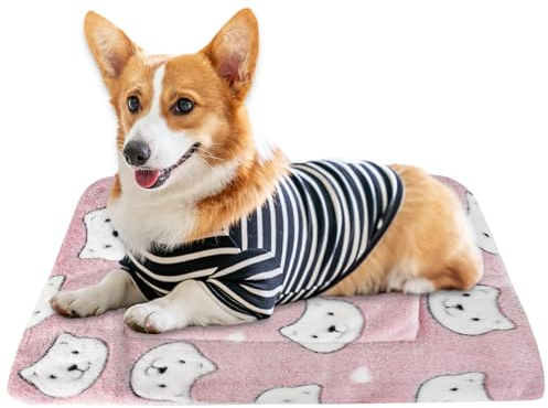 DEARBAG Cuscino per Cane Piccolo Reversibile, 49 x 32cm Tappetino Letto Caldo Lavabile per Animali Domestici, Divano Tappetino per Cani/Gatto, Lettino per Cani, Materasso per Cani (Rosa)