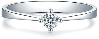 AMDXD Solitärring Diamant, Eheringe Platinum PT950 Klassisch Pärchen Ringe Weiß, Gr.66 (21.0), Echtgold Schmuck
