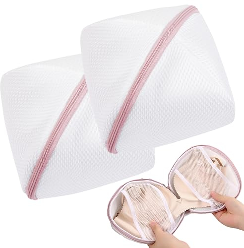 MARIMIYA 2 Sacchetti Salva Reggiseno per Lavatrice, Porta Reggiseno con Cerniera Nascosta, Reti Bucato Antideformazione per Bralette e Intimo Delicato