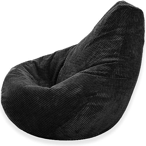Gilda High Back Gaming Chair Bean Bag Delivered Filled Corduroy (Black)