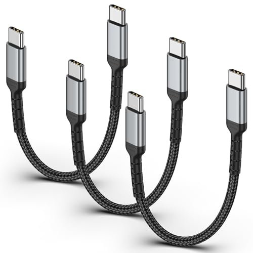 USB C auf USB C Kabel Kurz [15cm, 3Pack], 60W USB C Ladekabel Power Delivery Typ C Schnellladekabel compatibel für iPhone 15/ 15Pro Max, Samsung GalaxyS23 S22 S21, iPad Pro/Air, Huawei, Pixel