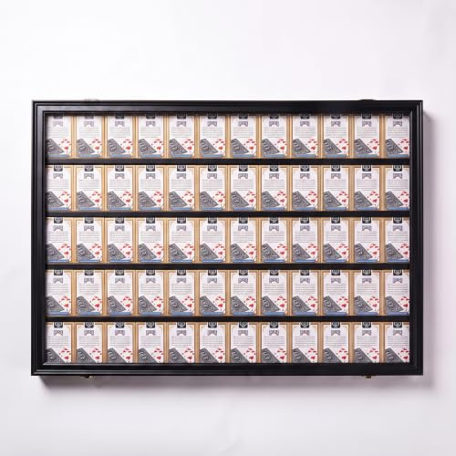 Beeveer Playing Card Display Case 32.28 x 21.46 x 2.24 Inch Solid Wood Sport Cards Display Frame Holds 60 Decks Collectible Poker Cards Lockable Wall Cabinet Acrylic Door UV Protection, Black