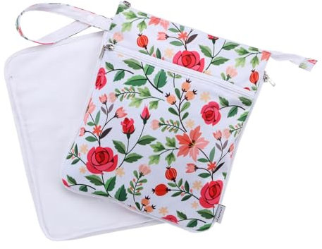 Hi Sprout Breast Pump Bag Wet/Dry Bag with Preparation Place Mat, Waterproof Pump Parts Storage Bag for Moms Pumping at Work or Outdoors(Romantic flowers)
