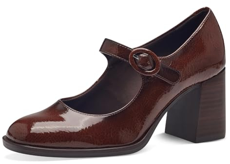 Tamaris Damen Pumps Blockabsatz Vegan; Brown PATENT, EU 40
