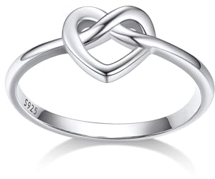 Bestyle Infinity Herz Ring Silber 925 Eheringe Freundschaftsringe für Damen Frauen Freundin Mädchen Schwester Mutter Geburtstag Geschenke, Weißgold, Ringgröße 60