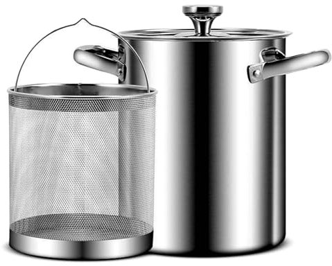4L Olla Freidora, Acero Inoxidable 304 Olla Para Espárragos Verduras Vaporera Espaguetis Pasta Olla De Cocina Con Cesta Extraíble Y Tapa - Sin BPA - Plateado