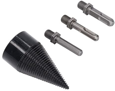 Holzspalter-Bohrer-Bit-Treiber, 4-teiliges Set, Brennholz-Bohrer-Bit-Größe, Bit, Konischer Holzscheit-Bohrer für Keil, Leichtes Werkzeug, Spaltung für 3 Stück, Normale Größe,