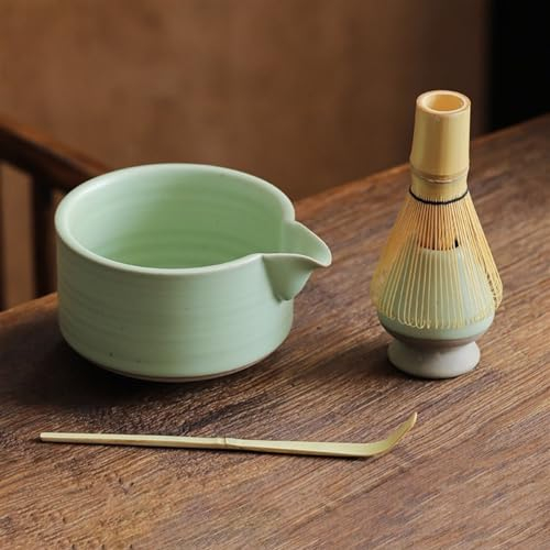 BAMFY Matcha Tee Set Japanisch Matcha Besen Set Matcha Schale Mit Ausgießer, Teelöffel, Matcha Whiskhalter, Matcha Set Tee-Zeremonie Matcha Zubehör (Size : C)