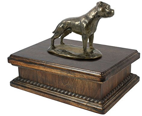 Art-Dog Custom Dog Mama Sitzende Statue Gedenkurne - Handgefertigte kaltgegossene Bronze auf Birkensockel - Urne für die Asche von Hunden - 24,5x29x21cm - 5l - Englische Bulldogge