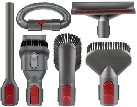 6Pcs Brush Attachment Kit for Dyson V7 V8 V10 V11 V12 Vacuum Cleaner - Versatile Accessories for Effortless Cleaning, Extension Hose, Soft Dusting Brush, Crevice Tool, and More