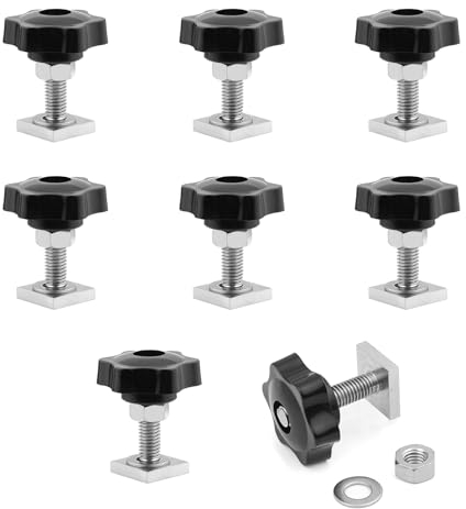 JJWNMLL 8 barre portapacchi con dado a T, M8,20 x 20 mm, con dadi e rondelle (M8 scanalatura a T + dadi)