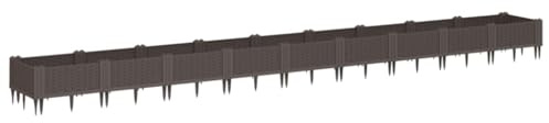 vidaXL Pflanzkasten mit Erdspießen, Modular Pflanzkübel mit Rattan-Optik, Blumenkübel für Außenbereich, Pflanzbeet Blumenbeet, Braun PP