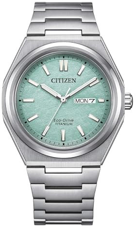 Citizen Super Titanium Turquoise Background AW0130-85M Eco Drive solotempo Men's Watch