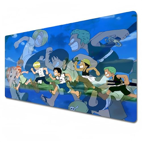 CMJSGG Luffy Tapis de souris One Piece Grand tapis de souris dessin animé Bleu XXL 900 x 400 cm Tapis de bureau Imperméable Antidérapant Zoro Nami