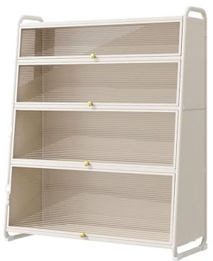 Vorratsschrank Küche 80 cm Breit für Herde Display, Kommode Küche Weiß 4-stöckiges Bäckerregale mit Sichtbare Türen, Mikrowellenständer mit Stauraum(Size:5 Tier,Color:50cm)