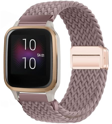 Issinlky Nylon Flechtband für Garmin Venu Sq/Music/Sq 2/2 Music, 20mm Elastisches armband für Garmin Venu 2 Plus/Vivoactive 3/5/6/Vivomove HR/Forerunner 55 245 645