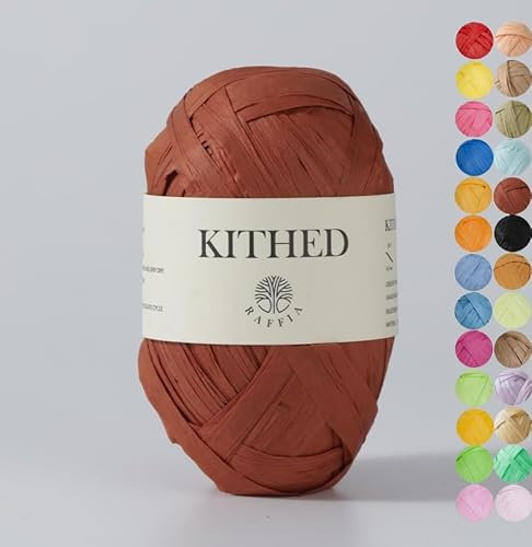 Bastgarn, weiches Bastgarn zum Häkeln, 100 m, glatter Bast zum Handstricken, Sommerhüte und Taschen (05 Rotbraun)