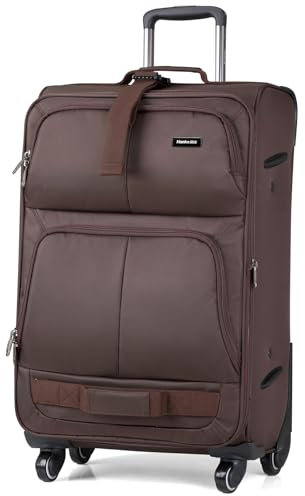 Hanke Erweiterbares Softside-Reisegepäck für Damen und Herren, Kaffee, 28 Inch EXT, Erweiterbares Softside-Gepäck