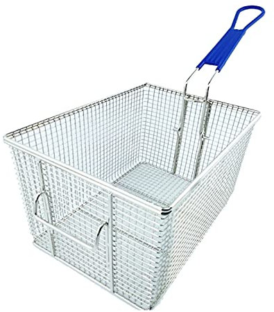 Cesta cuadrada de acero inoxidable comercial, 28 x 20 x 15 cm, ideal para restaurante, cesta de freidora, herramienta de cocina para freír perfectamente