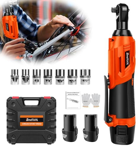 YouseaHome 12V Elektrischer Akku Ratsche 40Ft-lbs verlängerter Akku Ratschenschlüssel-Kit mit 2x2.0Ah Batterien & Schnellladung, Ratschenschlüssel Kit für Autoreparatur, Rohrleitungswartung