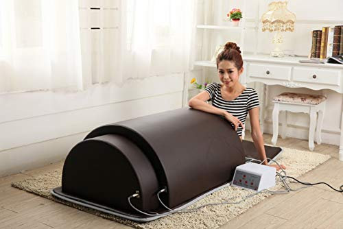 KJZQXYX Combinaison de dôme de Sauna Portable et de Tapis de Luxe, Conception brevetée Pliable, Utilisation en Salon à Domicile à Infrarouge lointain pour Les Soins des ovaires (Brown)