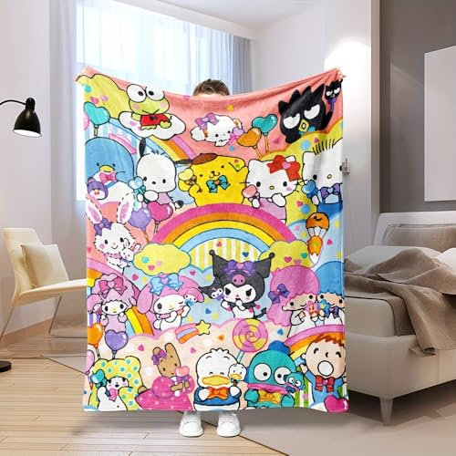 HeelloKiitty Anime Decke Sofa-Decke Übergroße Warme Super Weiche Decke Schlafdecke Reisedecke Weiche Wohndecke Geburtstag Geschenke Sofa Couch Wohndecke Mikrofaser Couchdecke 150x100cm(A)