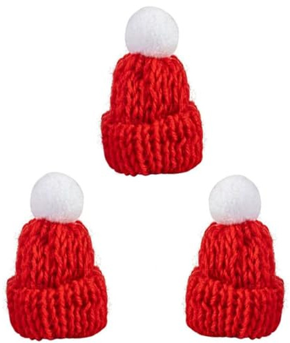 3Pcs Christmas Knit Hat Mini Santa Hats Beer Bottle Top Christmas Tree Ornaments DIY Craft (Red)