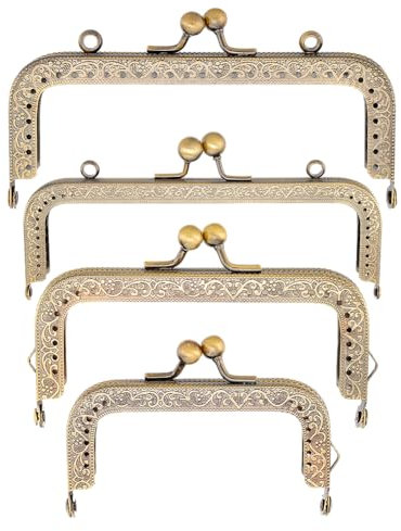UNICRAFTALE 4 Stück Metall Geldbörsenrahmen 4 Größen Quadratisch Für Münzgeldbörse Kiss Lock Verschluss Rahmen Antike Bronze Geldbörsenrahmen Clip Für DIY Handwerk Geldbörse Taschengriff Nähen Basteln