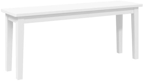 vidaXL Bank 110 cm Weiß Massivholz Gummibaum, Sitzbank, Innenbank, Bank Eingangsbereich, Laubenbank, Flurbank, Schlafzimmerbank, Stoffbank, Bettbank